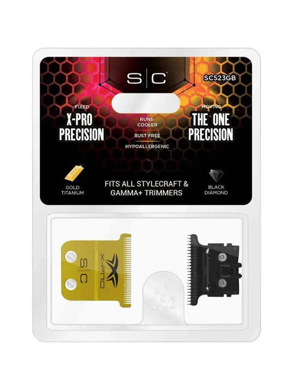 StyleCraft X-Pro Gold Titanium Trimmer Blade with DLC The One Deep Tooth Cutter #SC523GB